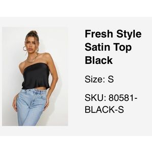 Hello Molly Black satin Cropped Tube Top Size Small NWT